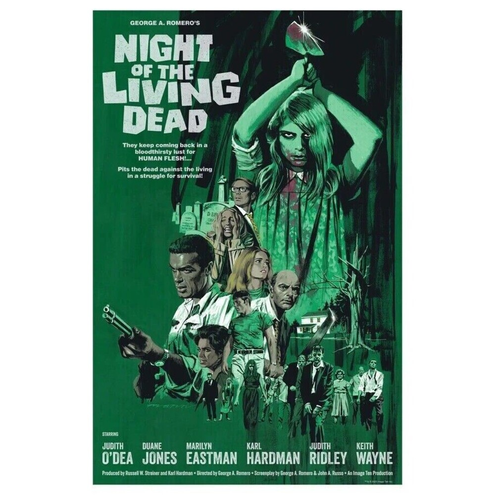 “Night Of The Living Dead” Green Variant Art Print Poster By Paul Mann XX/150